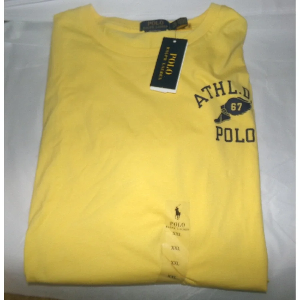Polo Ralph Lauren Mens Yellow Athl Div 67 Winged Foot Graphic T-Shirt XXL NWT